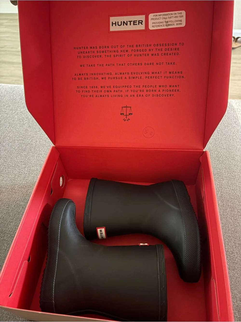 Hunter Kids First Classic Rain Boots - Black with Red Trim